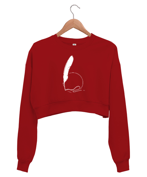 Tisho - Tüy ve İzi Kırmızı Kadın Crop Sweatshirt