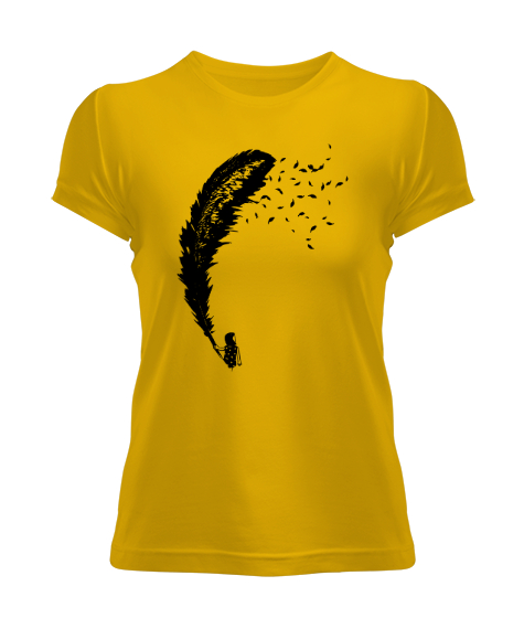 Tisho - Tüy ve Uçuşmalar Sarı Kadın Tişört