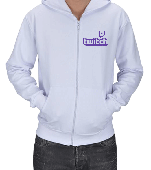 Tisho - Twitch.tv Beyaz Hoodie Kapşonlu Fermuarlı