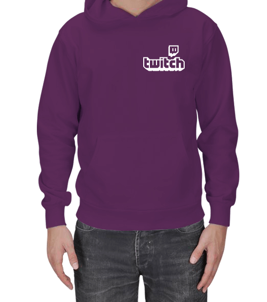 Tisho - Twitch.tv Mor Kapüşonlu Sweatshirt Erkek Kapşonlu