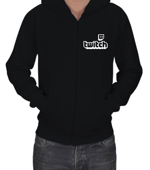 Tisho - Twitch.tv Siyah Hoodie Kapşonlu Fermuarlı