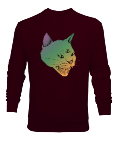Tisho - Üç Gözlü Kedi Baskılı Erkek Sweatshirt