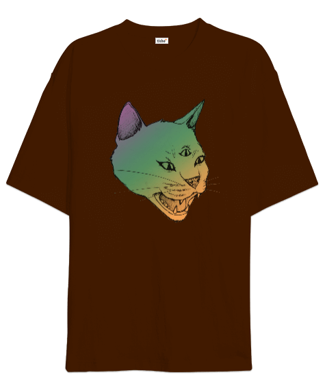 Tisho - Üç Gözlü Kedi Baskılı Oversize Unisex Tişört