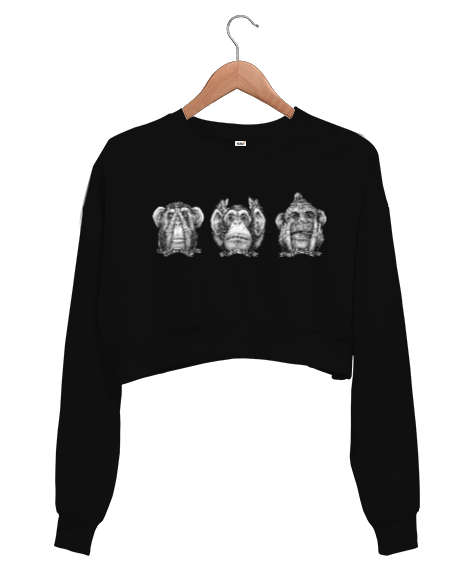Tisho - Üç Maymun Kadın Crop Sweatshirt
