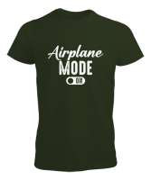 Uçak Modu Açık - Airplane Mode Haki Yeşili Erkek Tişört - Tisho