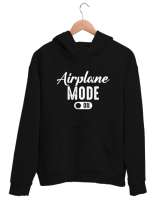 Uçak Modu Açık - Airplane Mode Siyah Unisex Kapşonlu Sweatshirt - Tisho