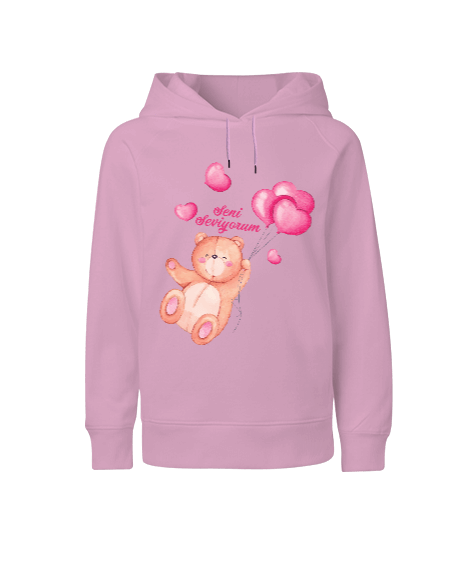 Tisho - UÇAN BALONLU AYICIK Çocuk Unisex Hoodie Kapüşonlu