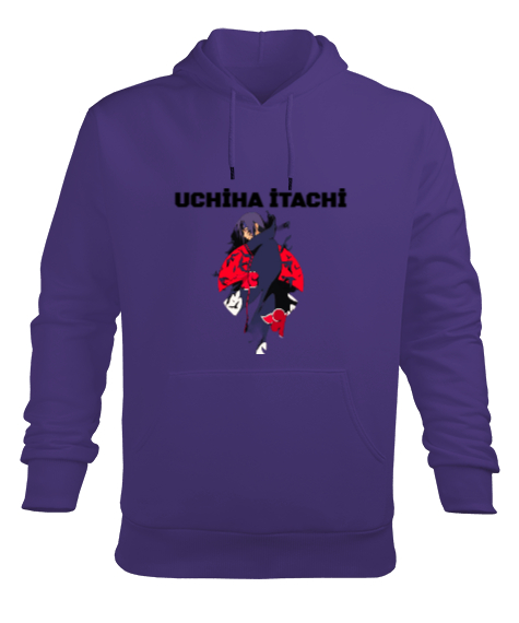 Tisho - Uchiha İtachi Mor Tasarım Mor Erkek Kapüşonlu Hoodie Sweatshirt