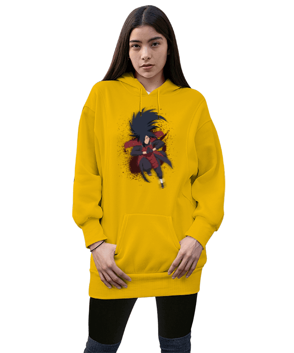 Tisho - Uchika Madara Tasarımlı Kadın Uzun Hoodie Kapüşonlu Sweatshirt