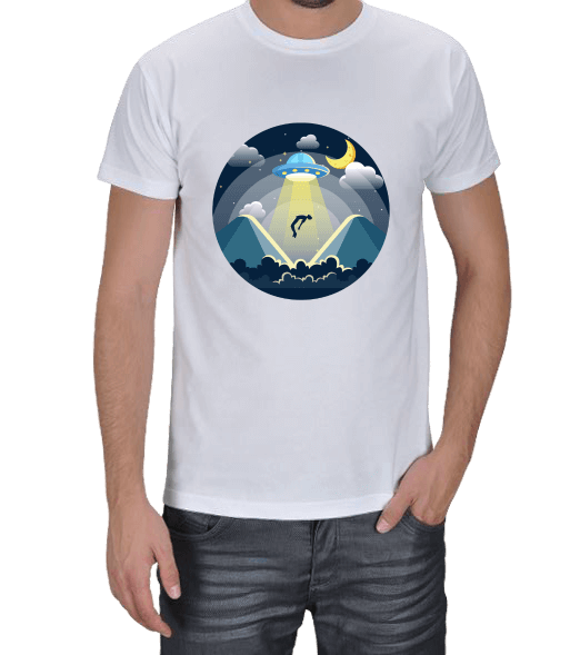 Ufo İnsan Kaçırma Gece Yarısı Uzaylı Erkek Tişört