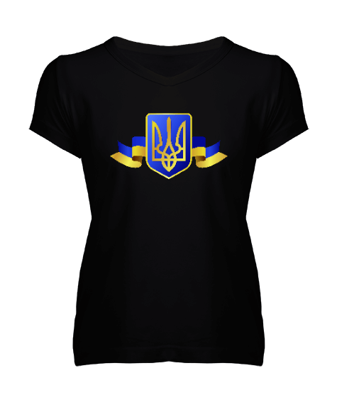 Tisho - Ukranian - Ukrayna Arma Kadın V Yaka Tişört