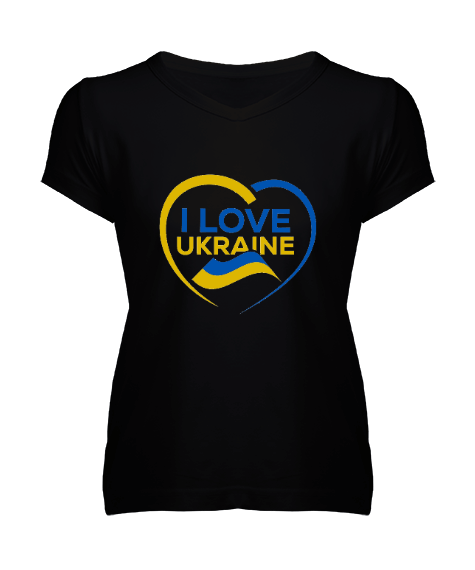 Tisho - UKRAYNA SEYAHAT ARMA UKRAINE SLAVA UKRAINI UKRAINE YAŞASIN UKRAYNA Kadın V Yaka Tişört