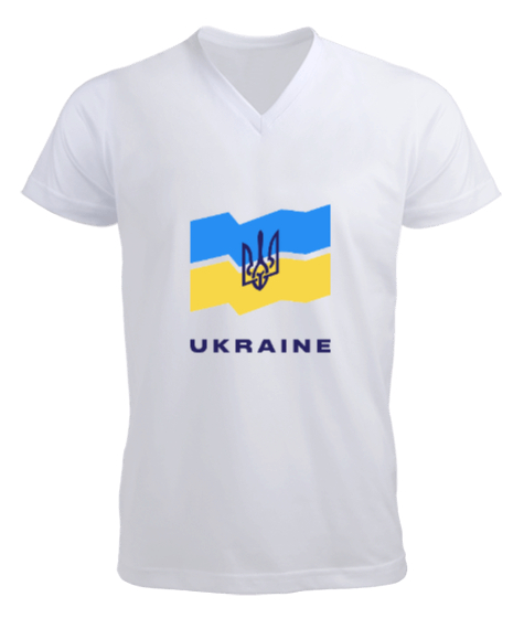 Tisho - UKRAYNA SEYAHAT ARMA UKRAINE SLAVA UKRAINI UKRAINE YAŞASIN UKRAYNA LOVE UKRAINE Beyaz Erkek Kısa Kol V Yaka Tişört