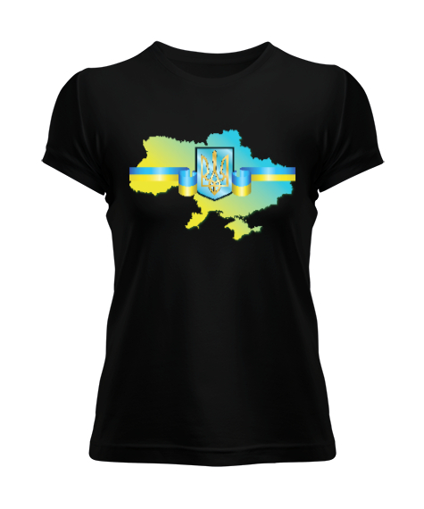 Tisho - Ukrayna - Ukraine Map - Seyahat Arma Siyah Kadın Tişört