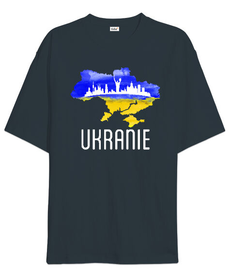 Tisho - Ukrayna - Ukranie Blu V3 Füme Oversize Unisex Tişört