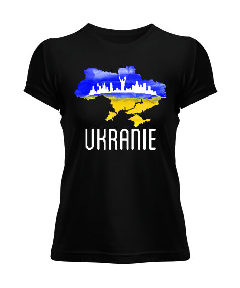 Tisho - Ukrayna - Ukranie Blu V3 Siyah Kadın Tişört