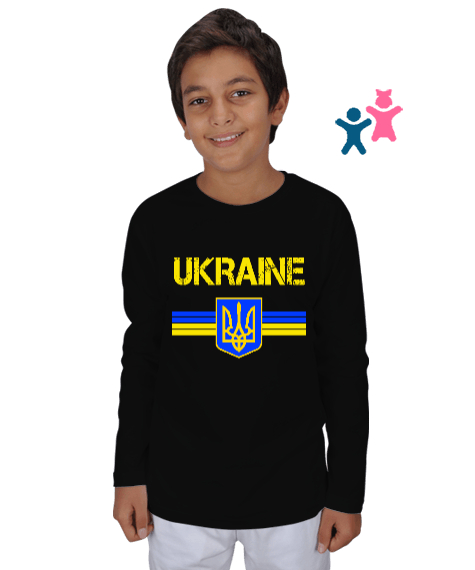 Tisho - Ukrayna,Ukraine,Ukrayna Bayrağı,Ukraine flag. Siyah Çocuk Unisex Uzunkollu