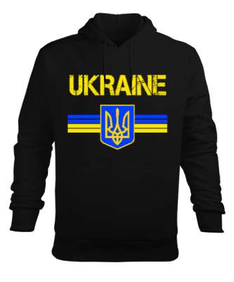 Ukrayna,Ukraine,Ukrayna Bayrağı,Ukraine flag. Siyah Erkek Kapüşonlu Hoodie Sweatshirt - Tisho