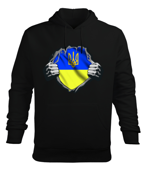 Tisho - Ukrayna,Ukraine,Ukrayna Bayrağı,Ukraine flag. Siyah Erkek Kapüşonlu Hoodie Sweatshirt