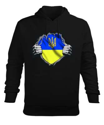 Ukrayna,Ukraine,Ukrayna Bayrağı,Ukraine flag. Siyah Erkek Kapüşonlu Hoodie Sweatshirt - Tisho