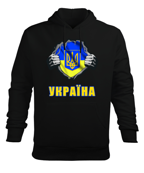 Tisho - Ukrayna,Ukraine,Ukrayna Bayrağı,Ukraine flag. Siyah Erkek Kapüşonlu Hoodie Sweatshirt