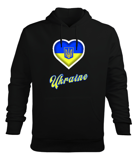 Tisho - Ukrayna,Ukraine,Ukrayna Bayrağı,Ukraine flag. Siyah Erkek Kapüşonlu Hoodie Sweatshirt