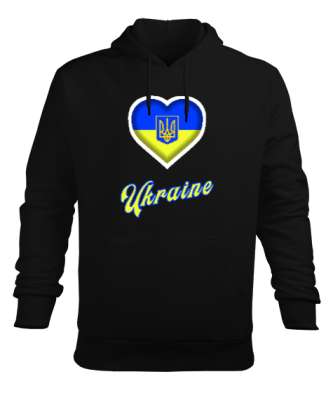 Ukrayna,Ukraine,Ukrayna Bayrağı,Ukraine flag. Siyah Erkek Kapüşonlu Hoodie Sweatshirt - Tisho