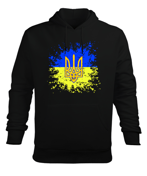 Tisho - Ukrayna,Ukraine,Ukrayna Bayrağı,Ukraine flag. Siyah Erkek Kapüşonlu Hoodie Sweatshirt