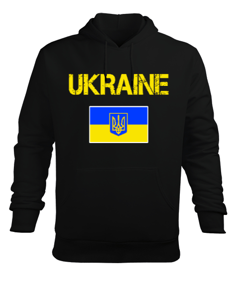 Tisho - Ukrayna,Ukraine,Ukrayna Bayrağı,Ukraine flag. Siyah Erkek Kapüşonlu Hoodie Sweatshirt