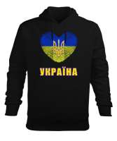 Ukrayna,Ukraine,Ukrayna Bayrağı,Ukraine flag. Siyah Erkek Kapüşonlu Hoodie Sweatshirt - Tisho