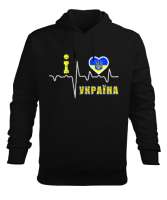Ukrayna,Ukraine,Ukrayna Bayrağı,Ukraine flag. Siyah Erkek Kapüşonlu Hoodie Sweatshirt - Tisho