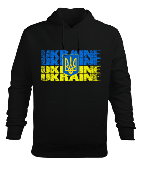 Tisho - Ukrayna,Ukraine,Ukrayna Bayrağı,Ukraine flag. Siyah Erkek Kapüşonlu Hoodie Sweatshirt