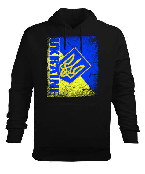 Tisho - Ukrayna,Ukraine,Ukrayna Bayrağı,Ukraine flag. Siyah Erkek Kapüşonlu Hoodie Sweatshirt