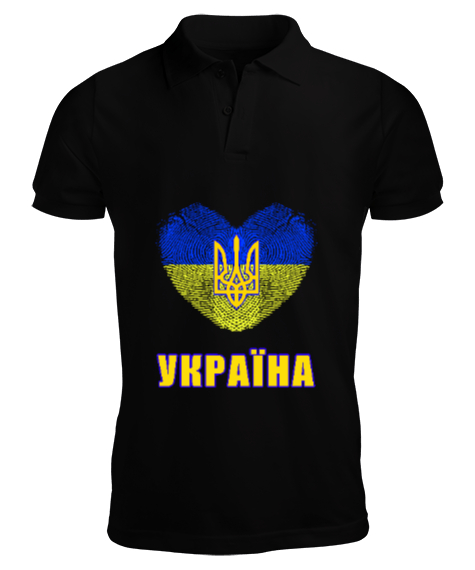 Tisho - Ukrayna,Ukraine,Ukrayna Bayrağı,Ukraine flag. Siyah Erkek Kısa Kol Polo Yaka