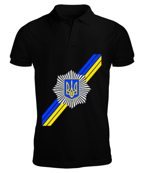 Tisho - Ukrayna,Ukraine,Ukrayna Bayrağı,Ukraine flag. Siyah Erkek Kısa Kol Polo Yaka