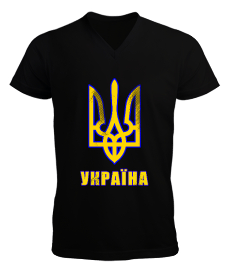 Tisho - Ukrayna,Ukraine,Ukrayna Bayrağı,Ukraine flag. Siyah Erkek Kısa Kol V Yaka Tişört