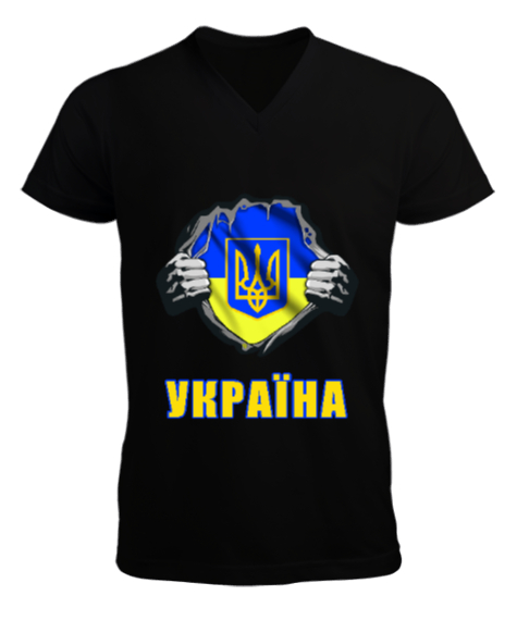 Ukrayna,Ukraine,Ukrayna Bayrağı,Ukraine flag. Siyah Erkek Kısa Kol V Yaka Tişört