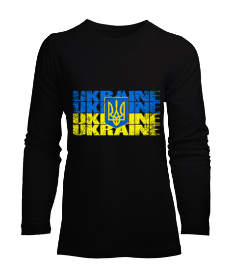 Tisho - Ukrayna,Ukraine,Ukrayna Bayrağı,Ukraine flag. Siyah Kadın Uzun Kol Tişört