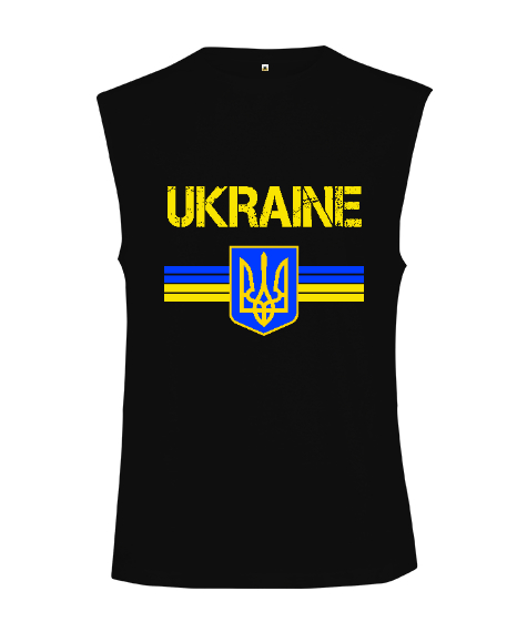 Tisho - Ukrayna,Ukraine,Ukrayna Bayrağı,Ukraine flag. Siyah Kesik Kol Unisex Tişört