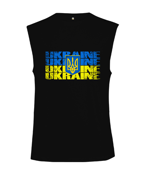 Tisho - Ukrayna,Ukraine,Ukrayna Bayrağı,Ukraine flag. Siyah Kesik Kol Unisex Tişört