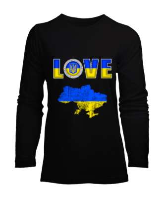 Ukrayna,Ukraine,Ukrayna Bayrağı,Ukraine flag,Ukrayna haritası. Siyah Kadın Uzun Kol Tişört - Tisho
