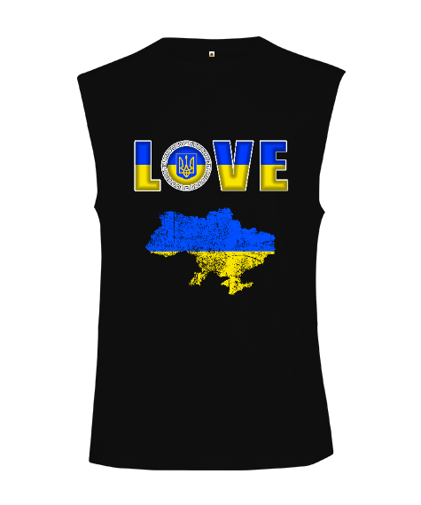 Tisho - Ukrayna,Ukraine,Ukrayna Bayrağı,Ukraine flag,Ukrayna haritası. Siyah Kesik Kol Unisex Tişört