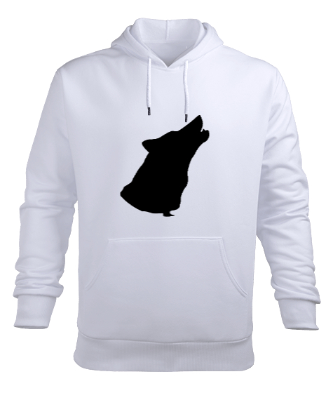 Tisho - Uluyan Görkemli Siyah Bozkurt Beyaz Erkek Kapüşonlu Hoodie Sweatshirt