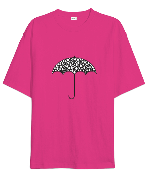 Tisho - Umbrella Fuşya Oversize Unisex Tişört