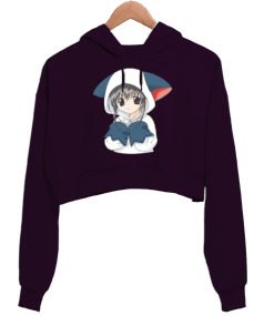 umutsuz anime Kadın Crop Hoodie Kapüşonlu Sweatshirt