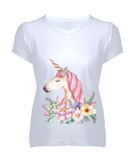 Tisho - Unicorn Kadın V Yaka Tişört