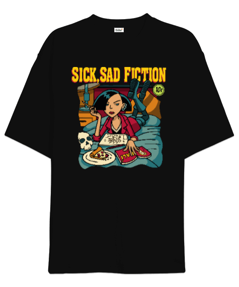 Tisho - UNISEX Sick Sad Fiction Pulp Fiction Daria Parodi T-shirt Tumblr Grunge Aesthetic Harajuku Oversize Unisex Tişört