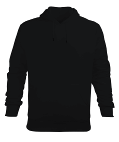 Unisex Siyah Baskısız Toptan Kapüşonlu Sweatshirt - Thumbnail