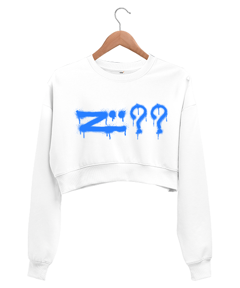 Tisho - Urban design Beyaz Kadın Crop Sweatshirt