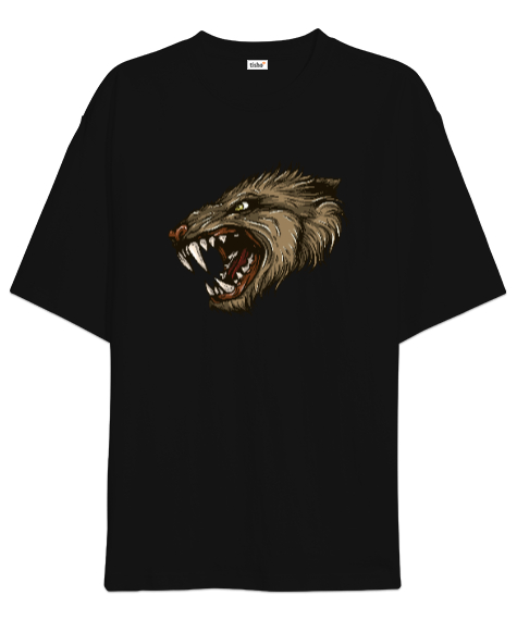Tisho - Ürkütücü Efsanevi Yaratık Siyah Oversize Unisex Tişört